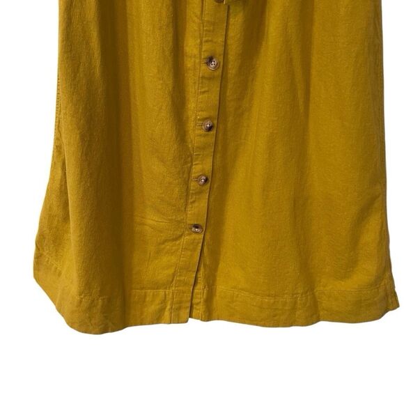Madewell Womens Button Front Midi Skirt Size 4 Small Linen Blend Mustard Yellow - Picture 6 of 11